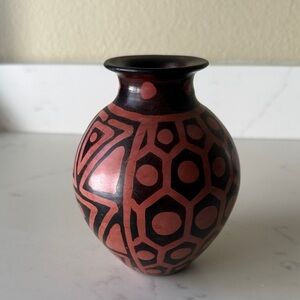 Vintage Peruvian Pottery Vase Handmade and Signed